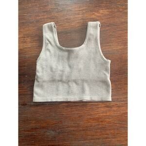 Yogalicious Rib Seamless Bonnie Crop Top Gray Medium